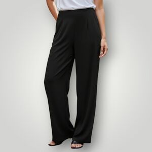 LOFT 8 Black Silk Pants Quiet Luxury Office Siren Business Casual Fitted Waist